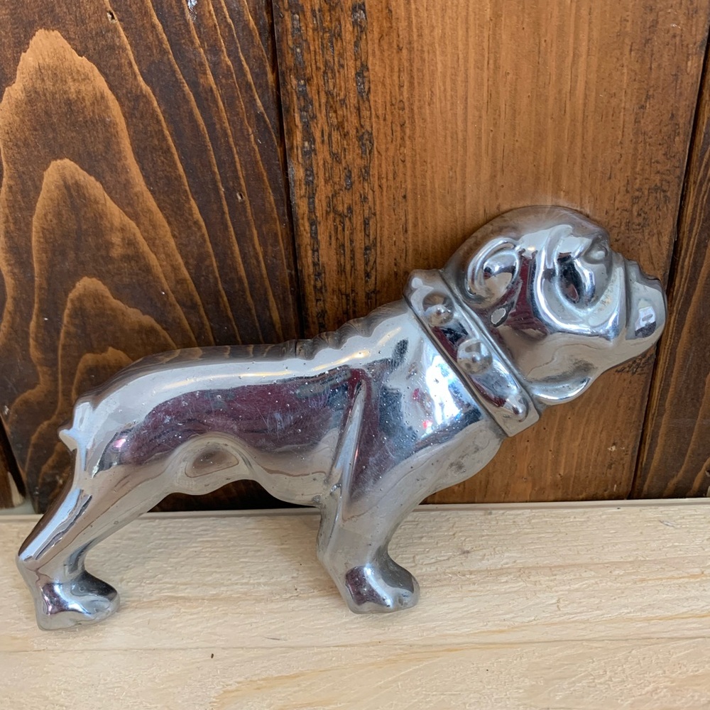 Vintage Silver Coloured Bulldog Figurine Drawer Pull
